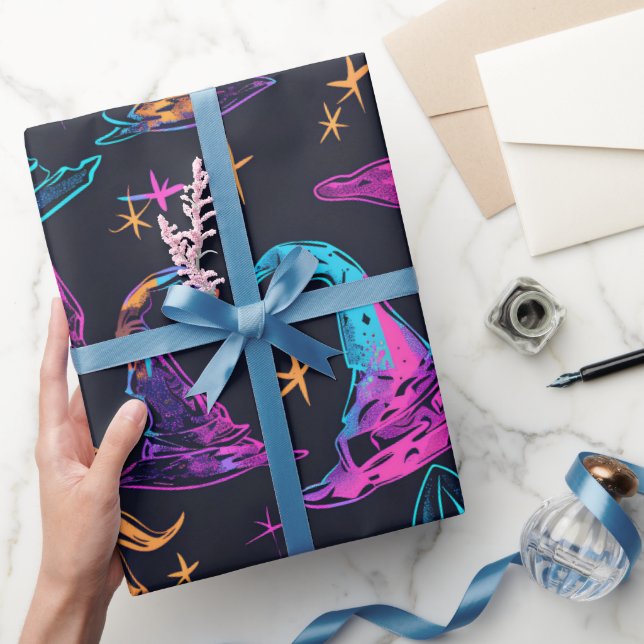 Papier Cadeau Motif Halloween Néon  (Cadeaux)