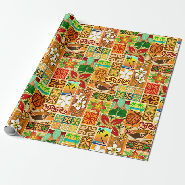 Papier Cadeau Motif hawaïen 004 (Déroulé)