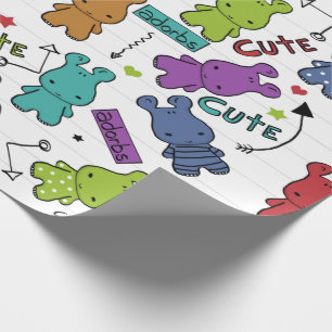 Papier Cadeau Motif hippo de dessin coloré
