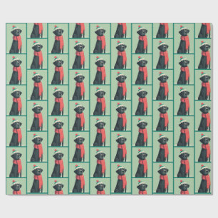 Papier Cadeau Motif Hiver Black Lab