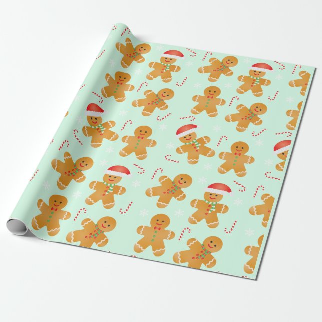 Papier Cadeau Motif homme en pain d'épices (Déroulé)