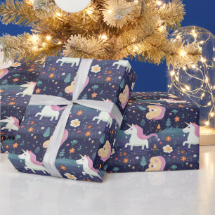 Papier Cadeau Motif Imaginaire Unicorn