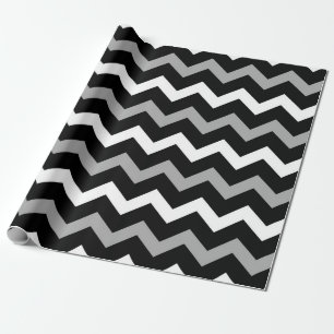 Papier Cadeau Motif imprimé chevron gris et blanc