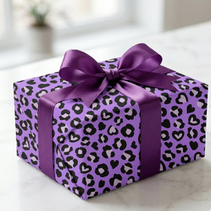 Papier Cadeau Motif imprimé Safari Animal Léopard Cœur Violet