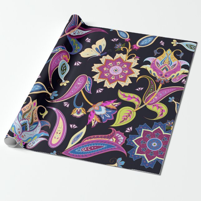 Papier Cadeau Motif indien paisley (Déroulé)