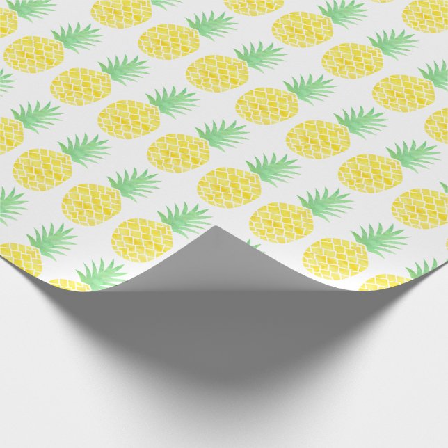 Papier Cadeau Motif jaune et vert lumineux d'ananas d'aquarelle (Coin)