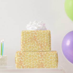 Papier Cadeau Motif Jaune Orange Feuille Sur Arrière - plan Pas