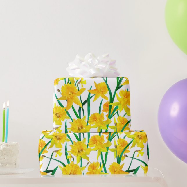 Papier Cadeau Motif jonquille jaune (Cadeaux de fête)