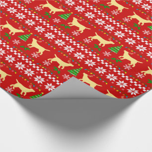 Papier Cadeau Motif laid jaune de Noël de Labrador