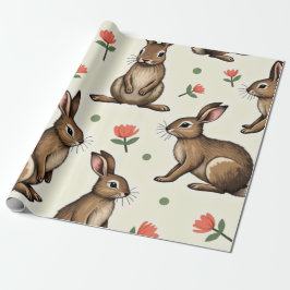 Papier Cadeau motif lapin vintage