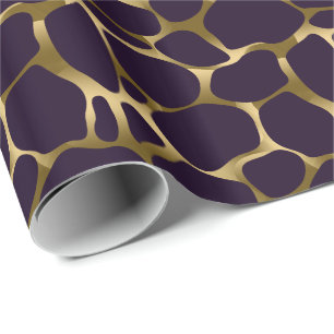 Papier Cadeau Motif Léopard Abstrait Gold Et Profond Violet