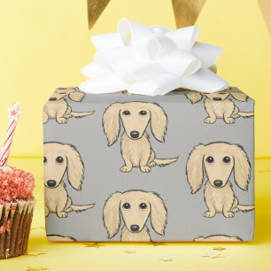Papier Cadeau Motif Longhairy Cream Dachshund   Chiens mignons