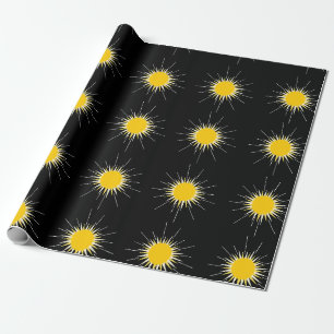 Papier Cadeau Motif lumineux rayonnant jaune brillant