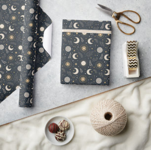 Papier Cadeau Motif lunaire céleste mystique