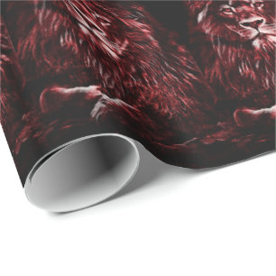Papier Cadeau Motif Majestic Red Lions