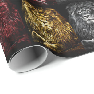 Papier Cadeau Motif Majestic Trio Lions
