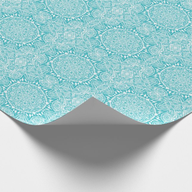 Papier Cadeau Motif Mandala bleu clair (Coin)