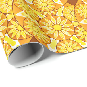 Papier Cadeau Motif mandala, jaune, or et marron