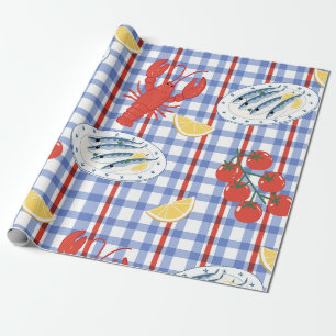 Papier Cadeau Motif Marché de Fruits de Mer Méditerranéens (3)