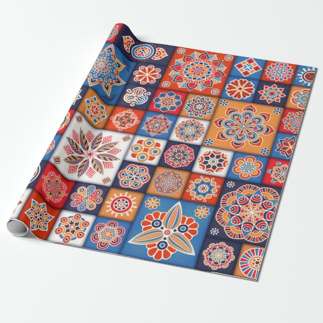 Papier Cadeau Motif marocain en carreaux (Déroulé)