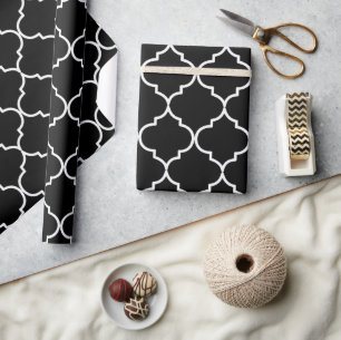 Papier Cadeau Motif marocain méditerranéen noir et blanc