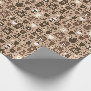 Papier Cadeau Motif marron à thème café Barista