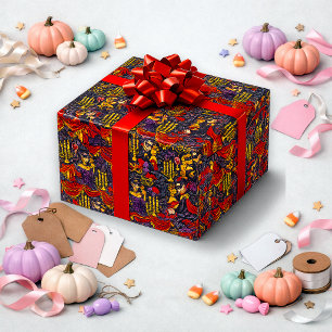 Papier Cadeau Motif Mascarade Vampire Bourguignon Gothique Vinta