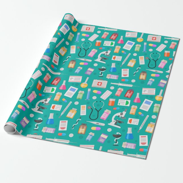 Papier Cadeau Motif Médicale (Déroulé)