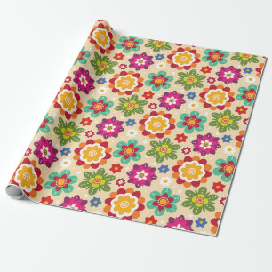 Papier Cadeau Motif mexicain des fleurs d'art populaire