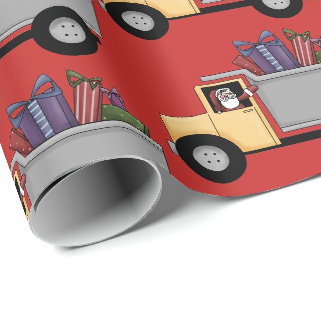 Papier Cadeau Motif mignon de camion à benne basculante (Coin rond)