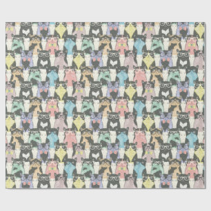 Papier Cadeau Motif mignon de chats de hippie