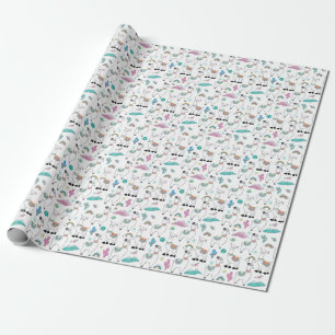 Papier Cadeau Motif mignon de lama de bande dessinée