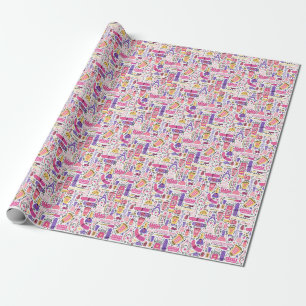 Papier Cadeau Motif mignon de manucure de griffonnage