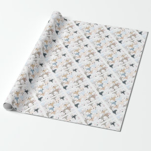 Papier Cadeau Motif mignon de renard ou de loup de bande