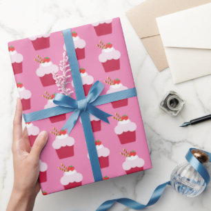 Papier Cadeau Motif mignon de tartes sablées de fraise