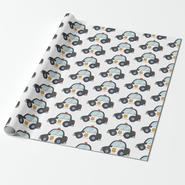 Papier Cadeau Motif mignon de voiture de police (Déroulé)