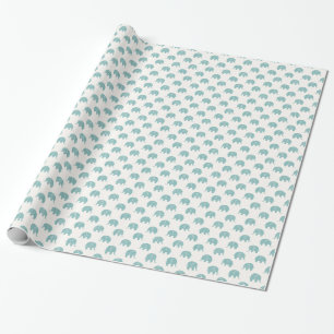 Papier Cadeau Motif mignon turquoise d'éléphant
