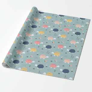 Papier Cadeau Motif mignonne de tortue bébé en bleu