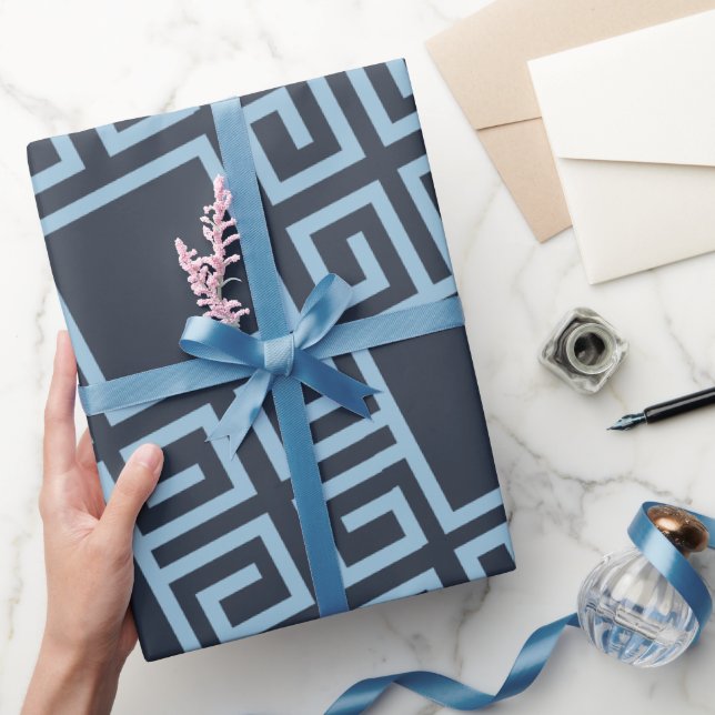 Papier Cadeau Motif minimal bleu tribal (Cadeaux)