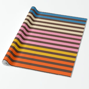 Papier Cadeau Motif moderne à rayures Cinq bandes Rétro