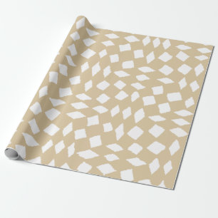 Papier Cadeau Motif moderne Abstrait rétro Checker Beige
