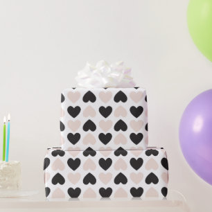 Papier Cadeau Motif moderne Blush Rose Black Love Hearts