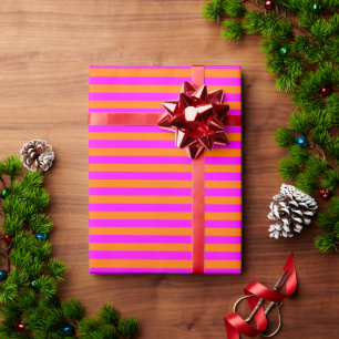 Papier Cadeau Motif moderne coloré orange chaud rose rayé