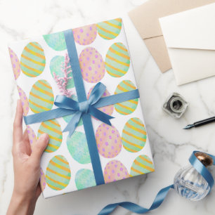 Papier Cadeau Motif moderne d'œuf de Pâques à l'aquarelle