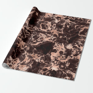Papier Cadeau Motif moderne en marbre noir et Rose or