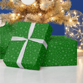 Papier Cadeau Motif moderne Snowflake sur Green Christmas