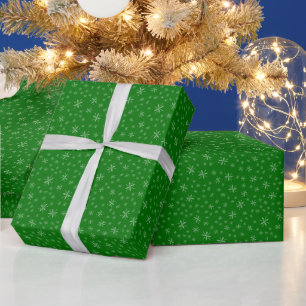 Papier Cadeau Motif moderne Snowflake sur Green Christmas