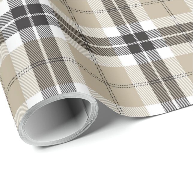 Papier Cadeau Motif monochrome d'écossais de plaid de tartan (Coin rond)
