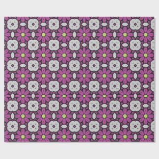Papier Cadeau Motif mosaïque floral violet audacieux et artistiq