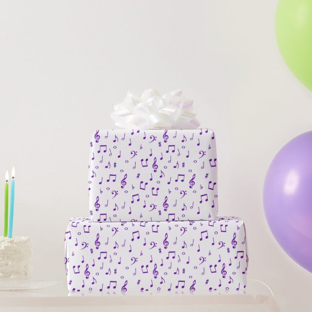 Papier Cadeau Motif musical violet (Cadeaux de fête)